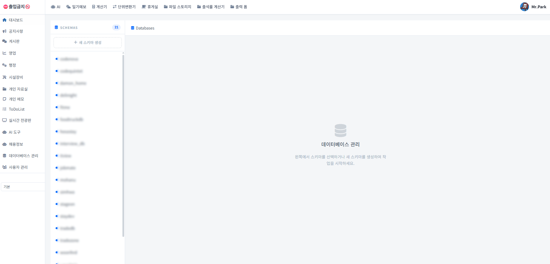 웹 기반 DB 관리 콘솔